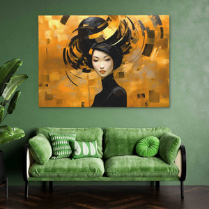 Asian Gold - Black and Gold Canvas Wall Art