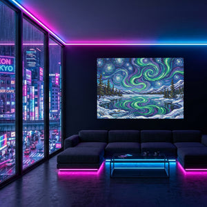 Aurora Borealis Reflection โ Aurora Borealis Reflection Blue Pink Neon Room Land 12