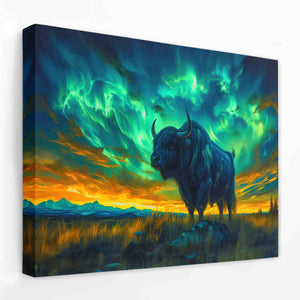 Aurora Sky Bison - Animals Canvas Wall Art