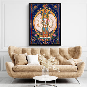 Avalokiteshvara Golden Radiance โ avalokiteshvara golden radiance sq brown living room 1port framed black