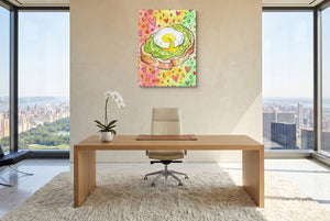 Avocado Toast Hearts โ avocado toast hearts office with city view 5 1port flush print