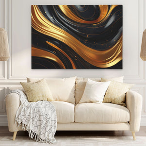 Awakened Aura - Black and Gold Canvas Print