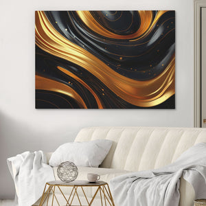 Awakened Aura - Abstract Black and Gold Canvas Wall Art