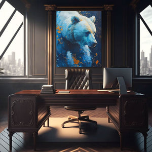Azul Running Bear - Blue Wall Art