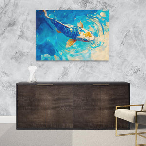 Azure Spiral Koi - Luxury Wall Art