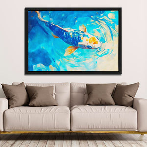 Azure Spiral Koi - Luxury Wall Art