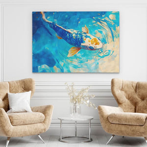 Azure Spiral Koi - Luxury Wall Art