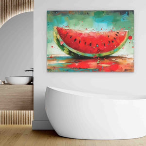 a painting of a watermelon on a wall