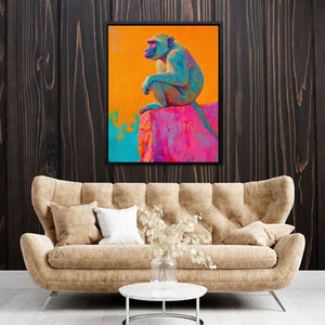 Baboon on the Ledge - Large Modern Canvas Print