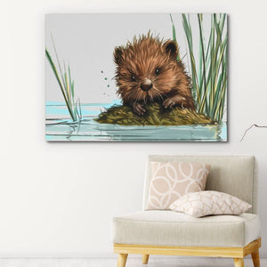 Baby Beaver - Brown Baby Animal Canvas Print