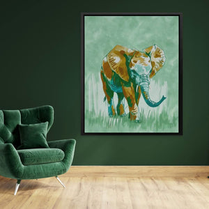 Baby Elephant - Brown Canvas Wall Art