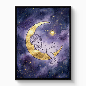 Baby Golden Moon โ baby golden moon white studio framed black