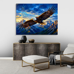 Bald Eagle Soaring โ bald eagle soaring sq best living room land close 1land flush print