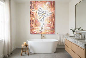 Ballerina Golden Stage — ballerina golden stage bathroom interior with tub 2 1port flush print
