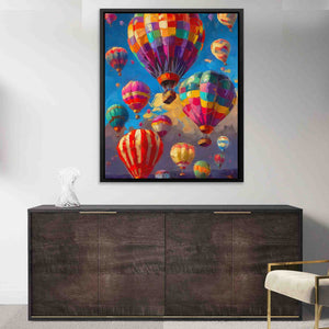 Balloon Filled Sky - Sky Wall Art in Black Frame