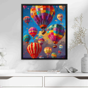 Balloon Filled Sky - Wall Art in Black Frame