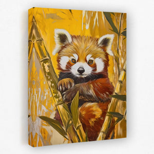 Bamboo Red Panda - Animals Canvas Wall Art