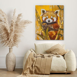 Bamboo Red Panda - Wall Art in Black Frame