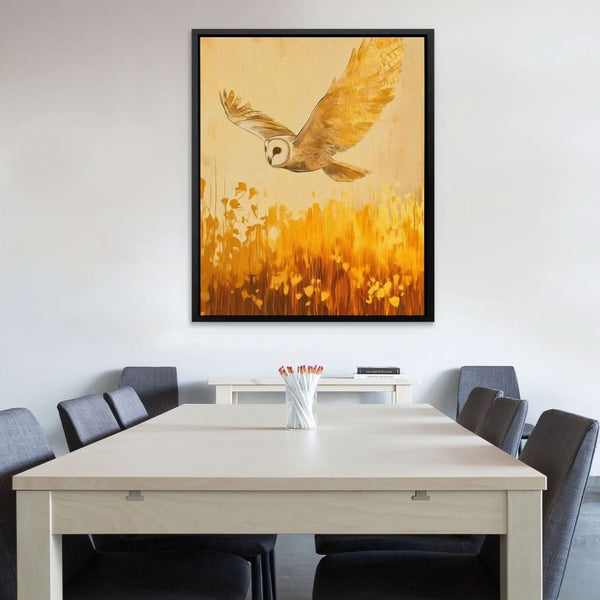 Barn Owl in the Wheat in a room