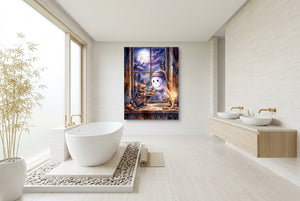 Bat's Cookie Offering — bat's cookie offering bathroom interior with tub 1port flush print