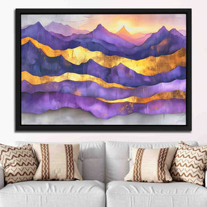 a living room with a couch and a painting on the wall