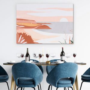 Beach Golf Course - Cream Wall Art in Black Frame