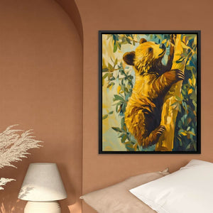 Bear Cub’s Brave Climb - Brown Baby Animal Canvas Print