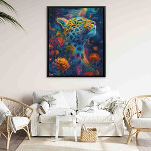 Big Cat Whiskers - Surrealism Blue Canvas Wall Art