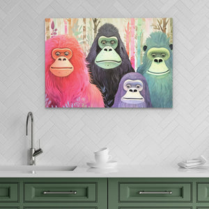 Bigfoot Family - Watercolor Pink Canvas Wall Art