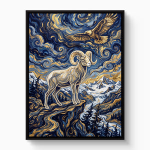 Bighorn Eagle Starry Night โ bighorn eagle starry night white studio framed black