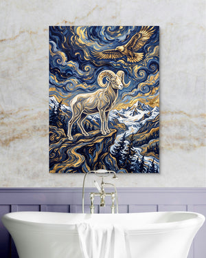 Bighorn Eagle Starry Night โ bighorn eagle starry night psd marble purple bath 1port flush print
