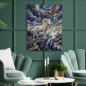 Bighorn Eagle Starry Night โ bighorn eagle starry night sq green luxury rom 1port flush print