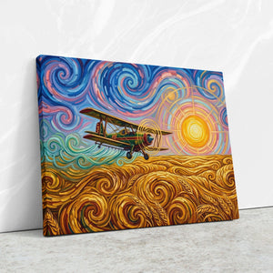 Biplane Starry Sunset — Biplane Starry Sunset Against Wall4x5 Reflect2 4