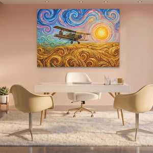 Biplane Starry Sunset — Biplane Starry Sunset Pink Office Land 132