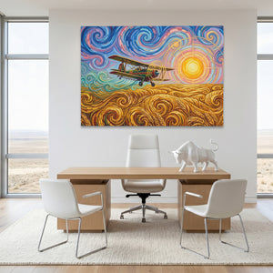 Biplane Starry Sunset — Biplane Starry Sunset White Bull Room Land 180