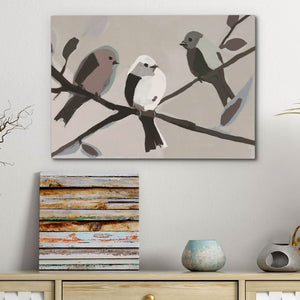 Birds on a Branch - Minimalist Beige Canvas Wall Art