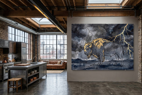 Bison Golden Storm in a room