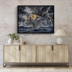 Bison Golden Storm โ bison golden storm sq hallway granite wall 1land framed black