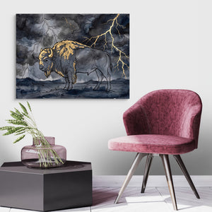 Bison Golden Storm โ bison golden storm sq land purple chair 1land flush print