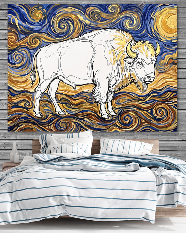 Bison Starry Night in a room