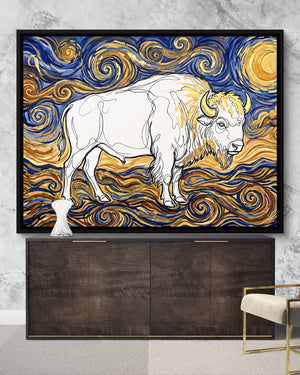 Bison Starry Night โ bison starry night psd marble lux console 1land framed black