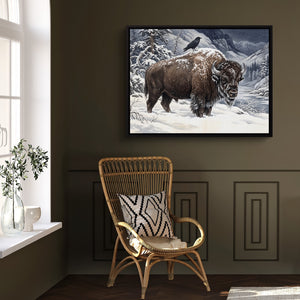 Bison Winter Gaze โ bison winter gaze sq window chair wall 1land framed black
