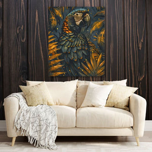 Black and Gold Parrot - Large Canvas Print
