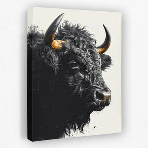 Black Bull - Animals Canvas Wall Art