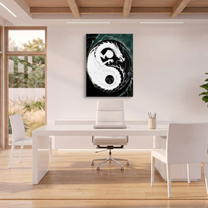 Black Dragon Yin Yang — black dragon yin yang sq beach house office 1port flush print