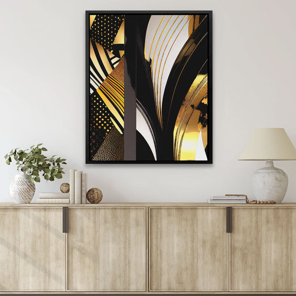 Black Gold Abstract V-1 in a room