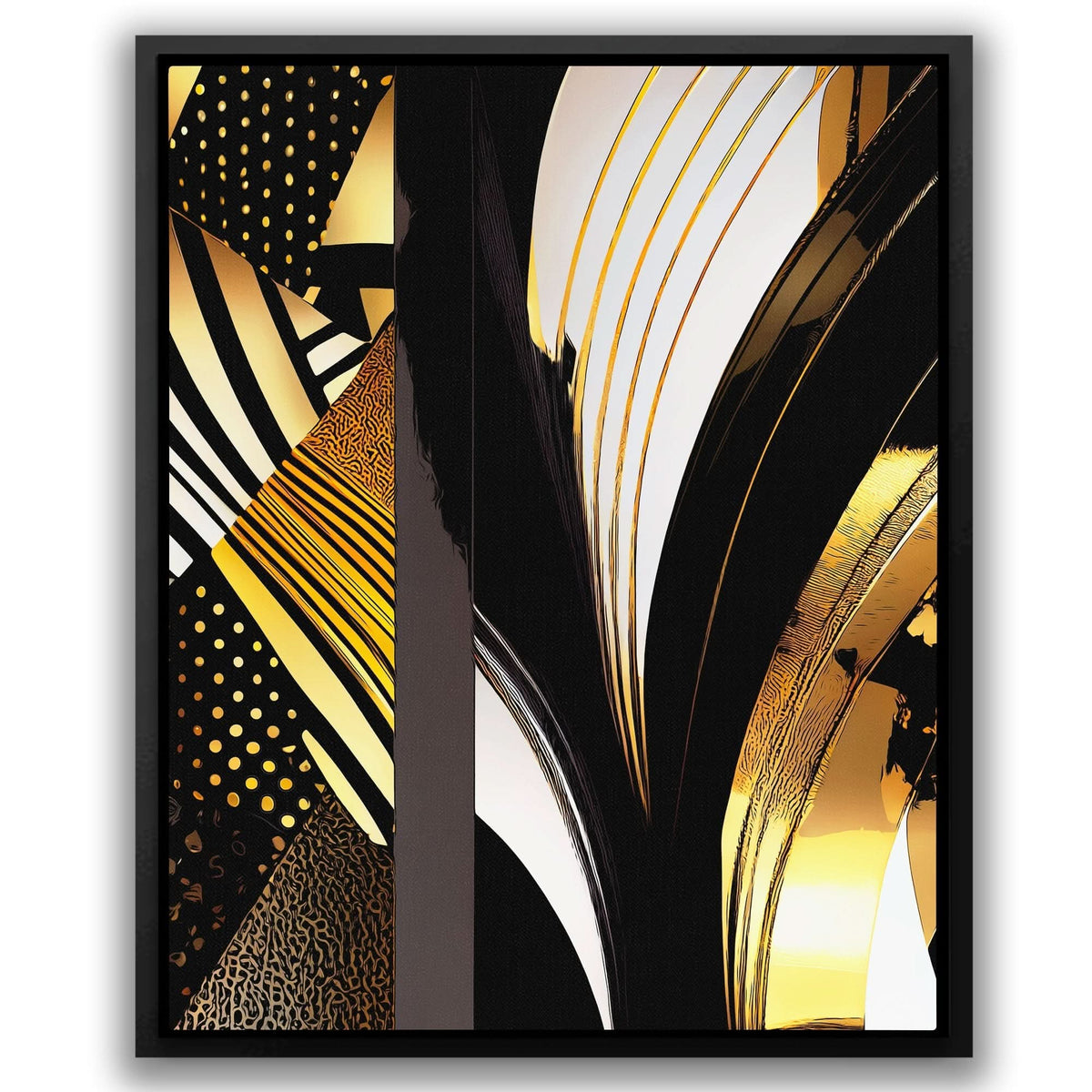 Black Gold Abstract V-1 - Framed Wall Art