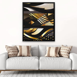 Black Gold Abstract V-2 - Abstract Wall Art in Black Frame