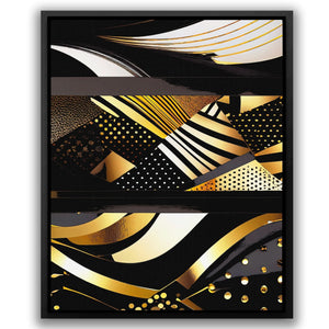 Black Gold Abstract V-2 - Abstract Black Canvas Wall Art