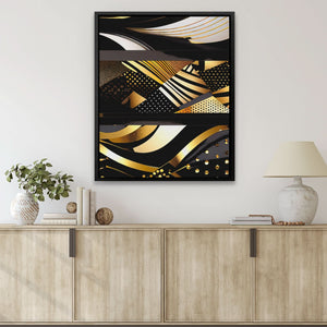 Black Gold Abstract V-2 - Framed Wall Art